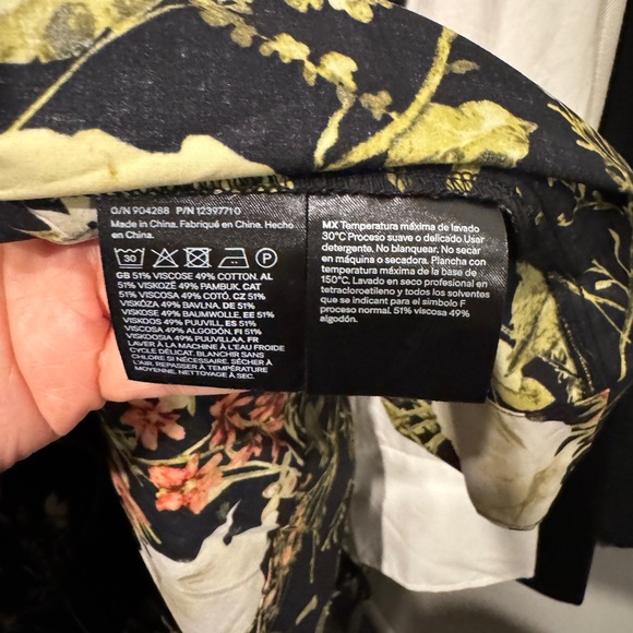 NWT H&M Smocked mini dress, black floral, size XL - Picture 4 of 5